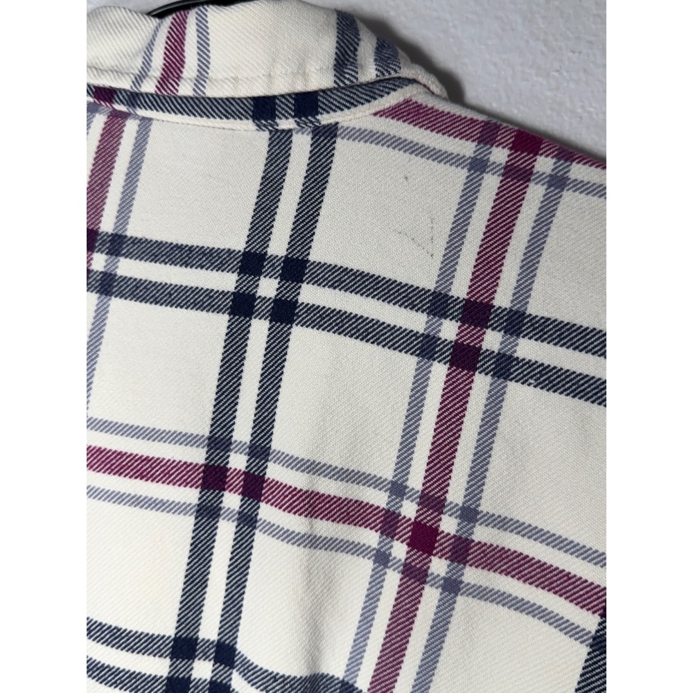 Patagonia Womens Organic Cotton Plaid Button Down Cream Navy Burgundy Size 8 - Picture 5 of 8